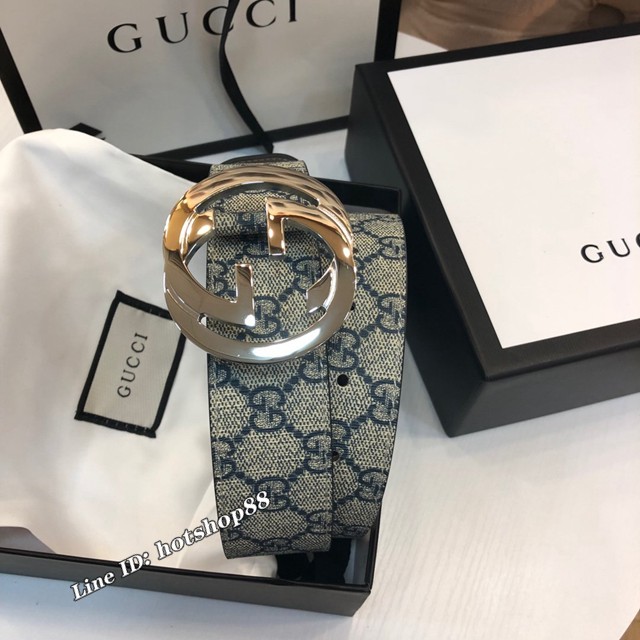 Gucci經典男士皮帶 古奇PVC人造帆布印花腰帶  jjp2520